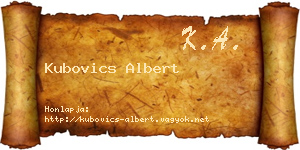Kubovics Albert névjegykártya
