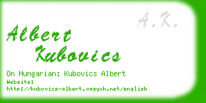 albert kubovics business card